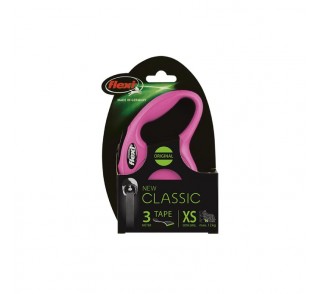 Flexi Classic με ιμάντα 3 μέτρων, έως 12 κιλά Ροζ Mini