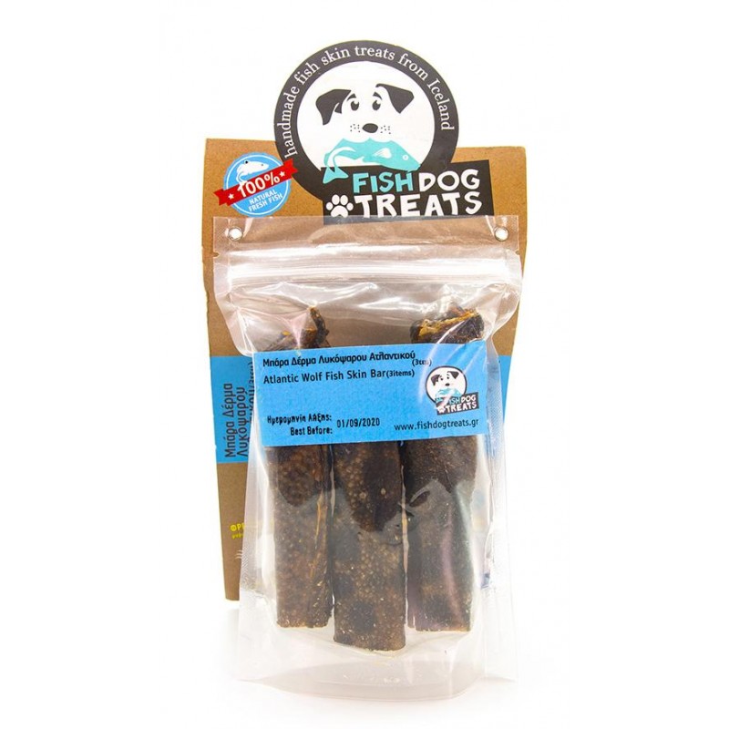 Fish dog treats  Μπάρα Δέρμα Λυκόψαρου Ατλαντικού