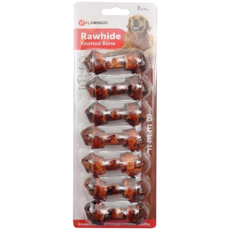 FLAMINGO KNOTTED BONE BEEF FLAV 7,6CM 7PCS