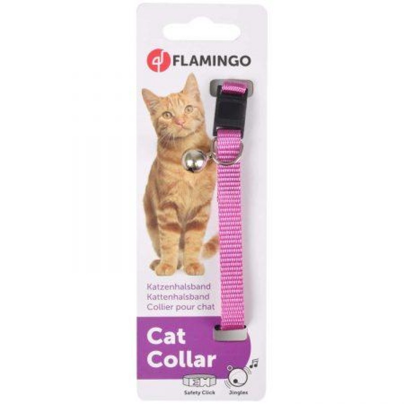 Flamingo CAT COLLAR+BELL PINK 30CM