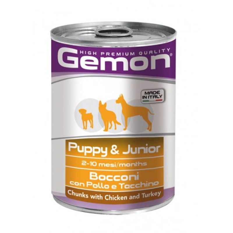 Gemon Chunks with Chicken and Turkey – Puppy & Junior 415g 