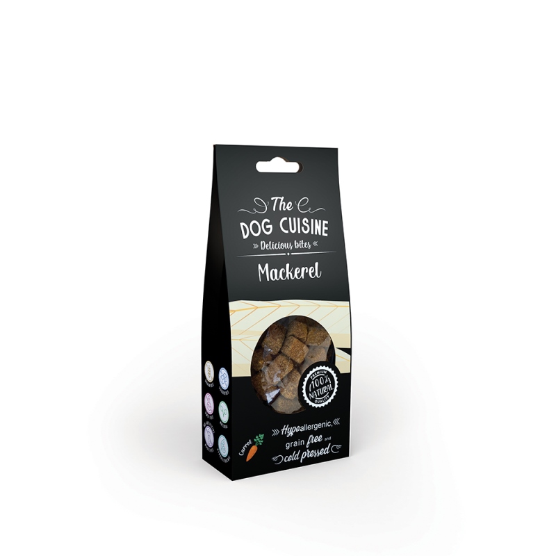 Dog Cuising-Cold Pressed λιχουδιές Grain Free Hyppoallergenic με σκουμπρί & καρότα 80gr