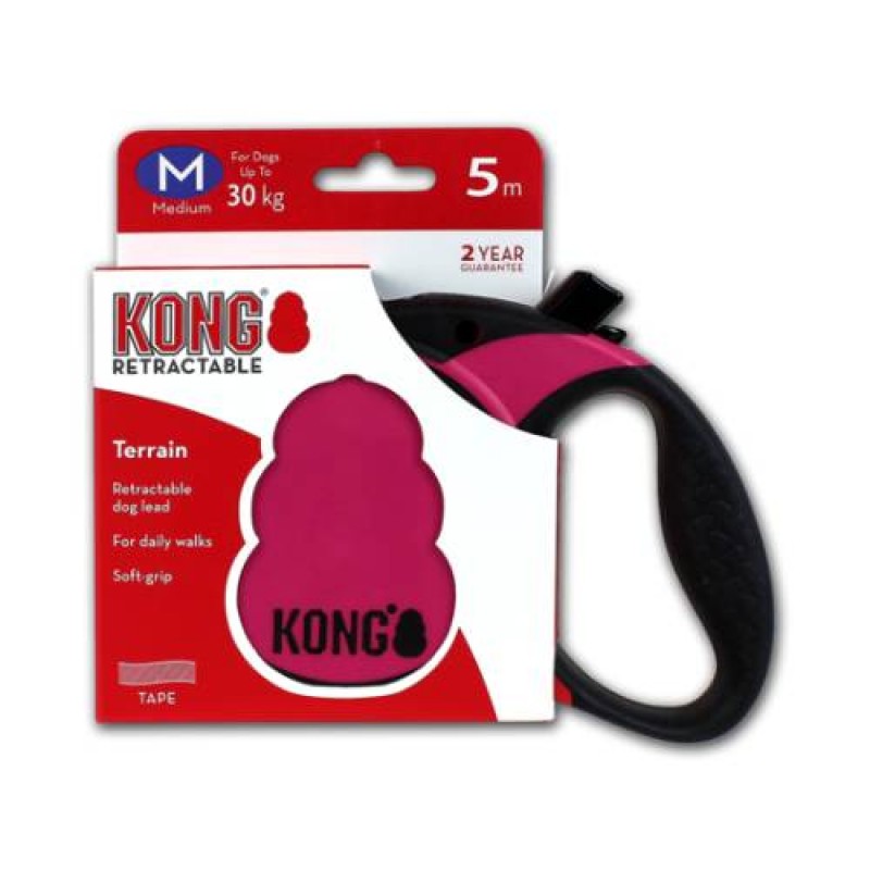 Kong Retractable Leash Terrain Pink Medium
