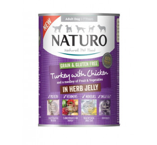 Naturo Adult Dog Grain & Gluten Free Turkey with Chicken in a Herb Jelly 390g