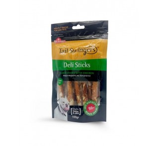 Tail Swingers rewhide sticks with chicken