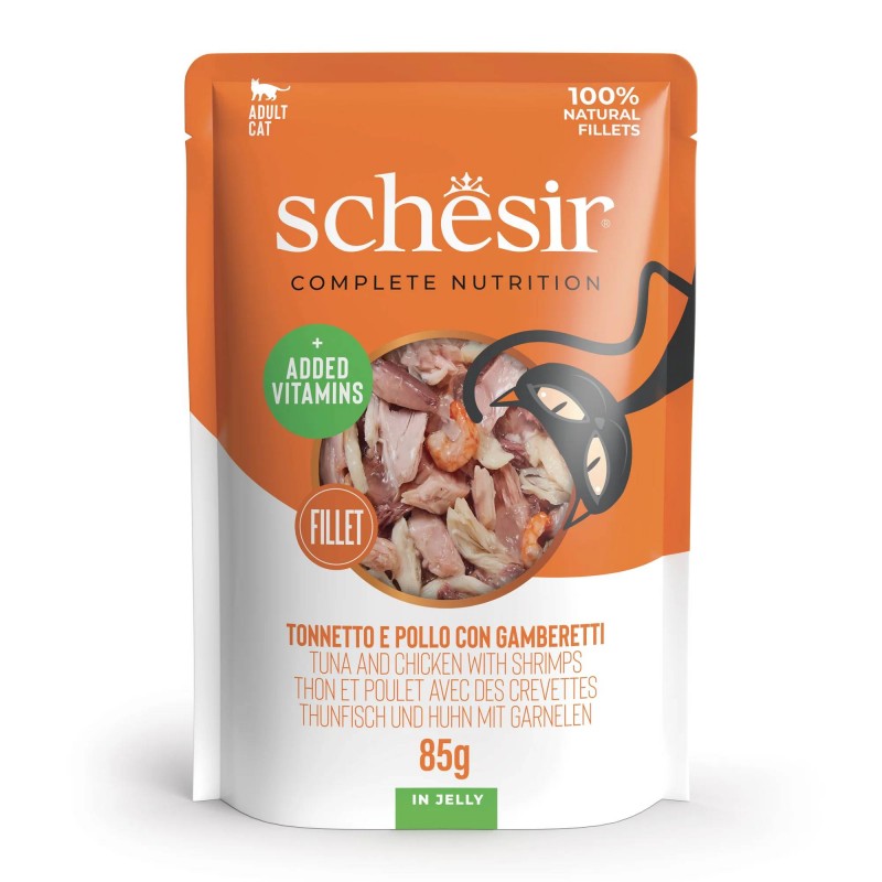 Schesir Tuna And Chicken Fillets With Shrimps in jelly 85g