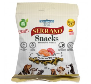 Λιχουδιές Serrano σε μικρές μπουκιές με σολομό και τόνο 100gr